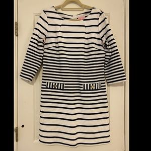 Lilly Pulitzer Charlene Dress Navy White Stripe Size L